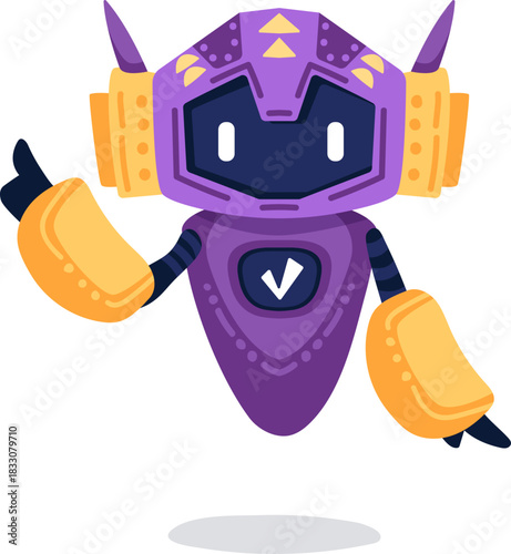 Cute robot icon with friendly face and antenna. Perfect AI chatbot avatar for digital assistant apps, tech support interfaces, and virtual communication platforms.
