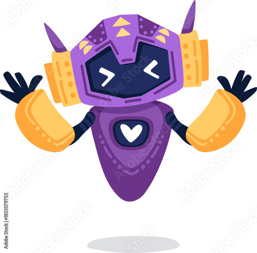Cute robot icon with friendly face and antenna. Perfect AI chatbot avatar for digital assistant apps, tech support interfaces, and virtual communication platforms.
