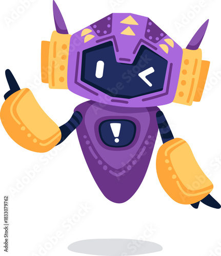 Cute robot icon with friendly face and antenna. Perfect AI chatbot avatar for digital assistant apps, tech support interfaces, and virtual communication platforms.
