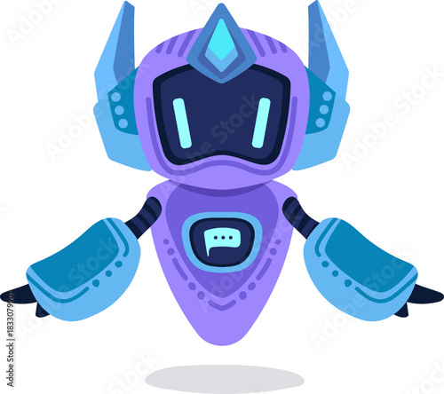 Cute robot icon with friendly face and antenna. Perfect AI chatbot avatar for digital assistant apps, tech support interfaces, and virtual communication platforms.
