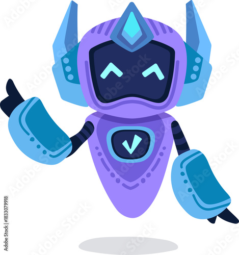 Cute robot icon with friendly face and antenna. Perfect AI chatbot avatar for digital assistant apps, tech support interfaces, and virtual communication platforms.
