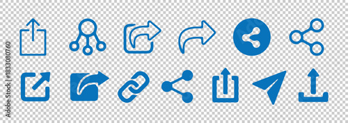 Universal share send and link social media icons set various styles of arrows communication interface