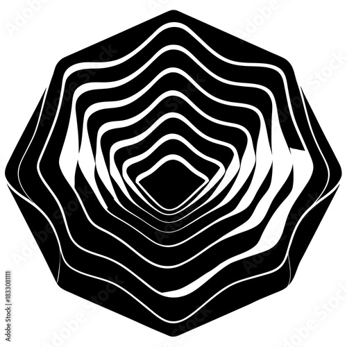 Abstract black and white geometric optical illusion pattern