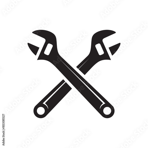 🔧 Crossed Adjustable Wrenches Icon Symbol Vector Illustration
