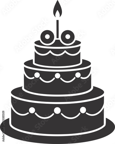 Stylized three graphic illustration with color elements