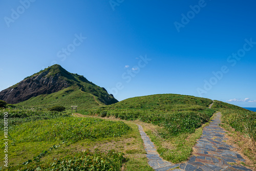 佐渡島・大野亀の緑豊かな巨岩