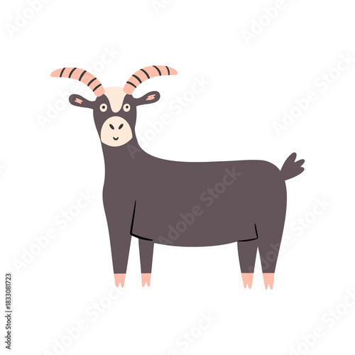 Farm cute goat design. Friendly animal. Vector children illustration