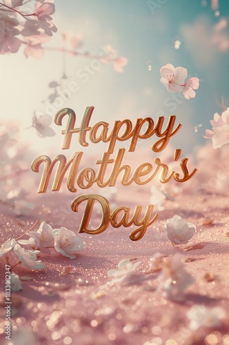 Happy Mothers Day Celebration With Floral Design and Elegant Text