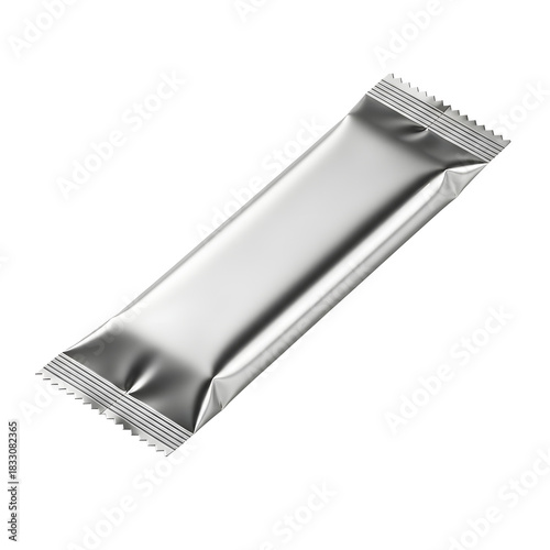 Blank silver foil packaging for snack or candy bar mockup