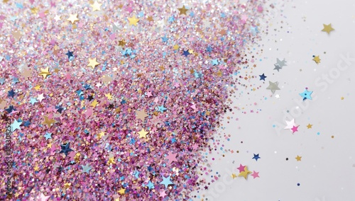 Sparkling Decorations on White Background Create Festive Winter Atmosphere fo...