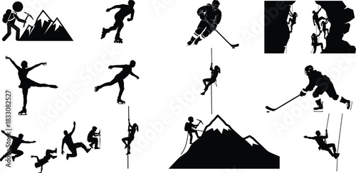 Silhouette collection of various sports and recreational activities