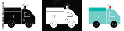 Ambulance icon, Medical car icon, Ambulance car vector illustration-01.eps