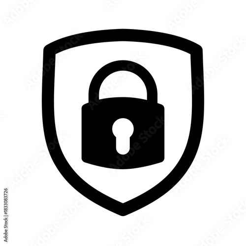 Bold shield-lock icon symbolizing strong access control and solid privacy protection. Great for digital platforms, security dashboards, and encrypted systems.