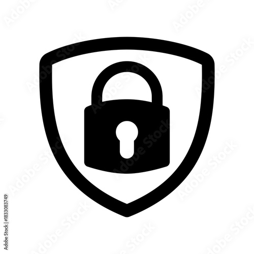 Simple shield-lock vector showing reliable access safety and data defense. Perfect for apps, web interfaces, and cybersecurity branding materials.