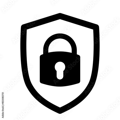 Modern shield-lock icon representing encrypted protection and secure access. Suitable for digital security content, privacy products, and system authentication.