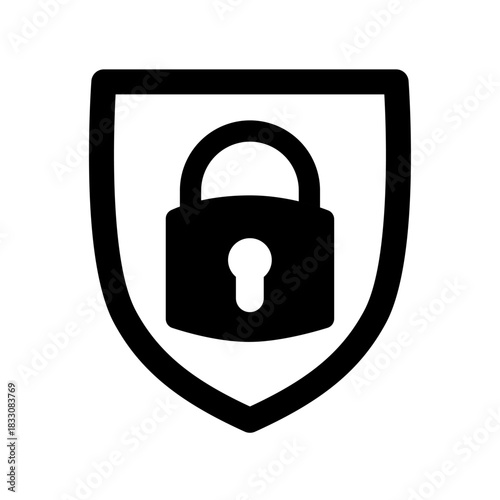 Strong shield-lock illustration conveying trusted access control and stable privacy protection. Great for cybersecurity icons, secure login screens, and app UI.