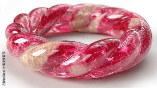Vibrant Twisted Resin Bracelet in Red and Beige Shades