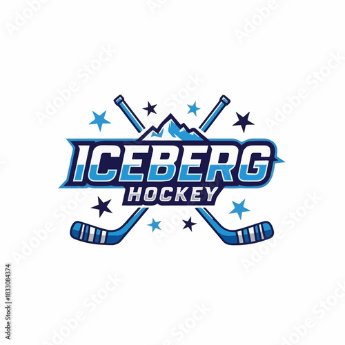 Hockey Illustration Logo Design. Ice Hockey Championship Logo Design Vector