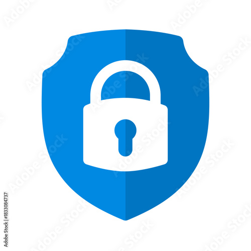 Clean blue shield-lock symbol representing trusted security and stable data privacy. Perfect for secure platforms, digital protection tools, and UI design.