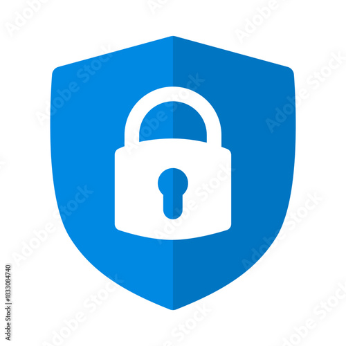 Blue shield-lock icon showing strong access control and reliable data protection. Ideal for apps, secure login pages, and modern cybersecurity interfaces.