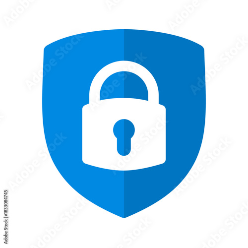 Modern blue shield-lock icon symbolizing encrypted protection and safe access control. Suitable for cybersecurity branding, login interfaces, and digital tools.