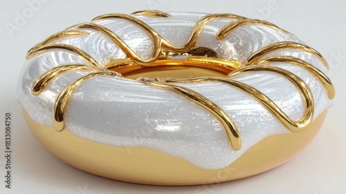 Decorative donut design with glossy icing and gold accents