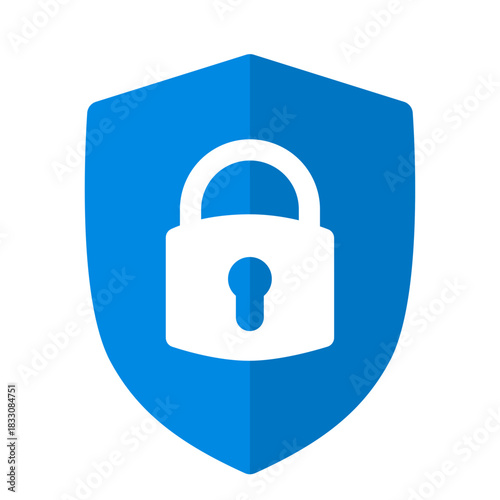 Bold blue shield-lock icon representing dependable access protection and privacy safety. Perfect for apps, dashboards, and online security platforms.