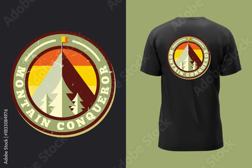 Vintage Mountain Conqueror Badge Design