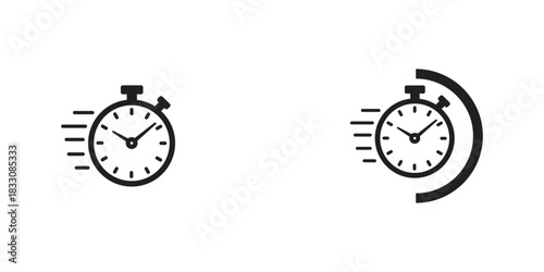Timer vector icon set for fast time concept. Stopwatch for quick delivery design. Countdown elements for web and apps design project and presentations.