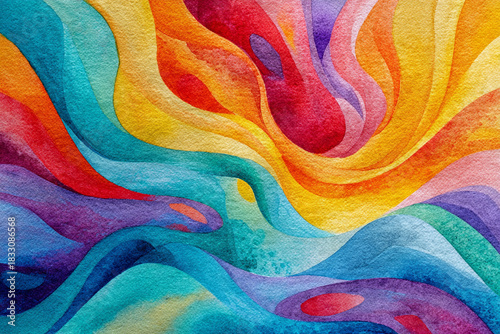 vibrant abstract watercolor texture with flowing curves and a spectrum of colors