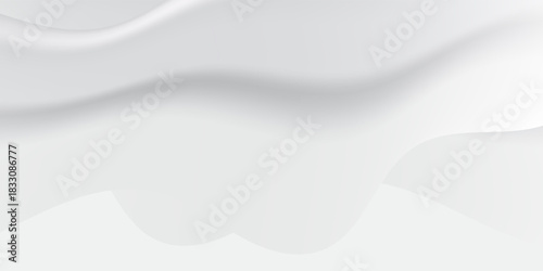 Abstract White Wavy Cloth Fabric Minimal Background Smooth Milk Splash. Suit for banner, web, brochure, pamflet and presentation