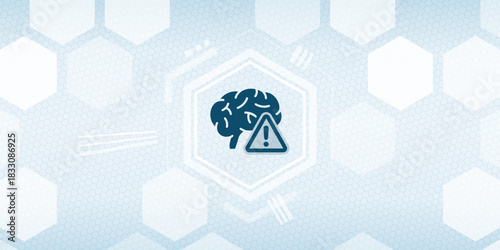 Mental Health and Brain Warning Vector Header - Cognitive Psychology Issue