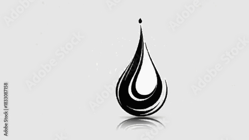 Pure vector illustration of a transparent water drop, or oil droplet, reflecting nature's clean, shiny, and wet liquid symbol