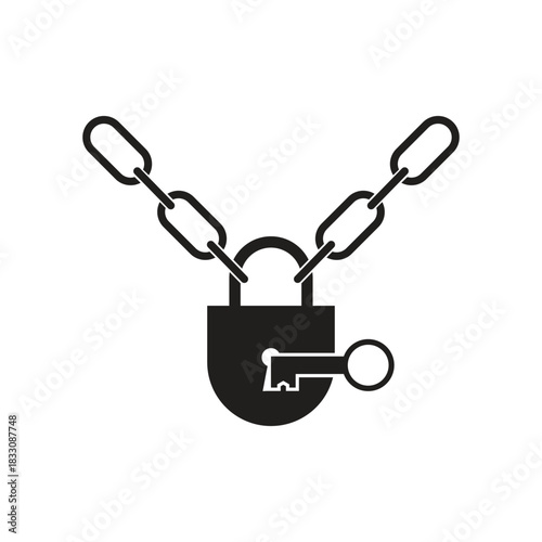 Steel Metal Keyhole Padlock Chain Key Icon