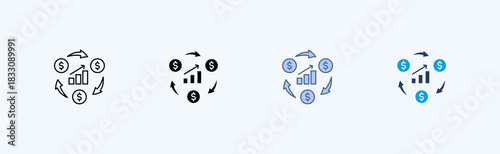 Cashflow Multiple Icon Illustration Vector