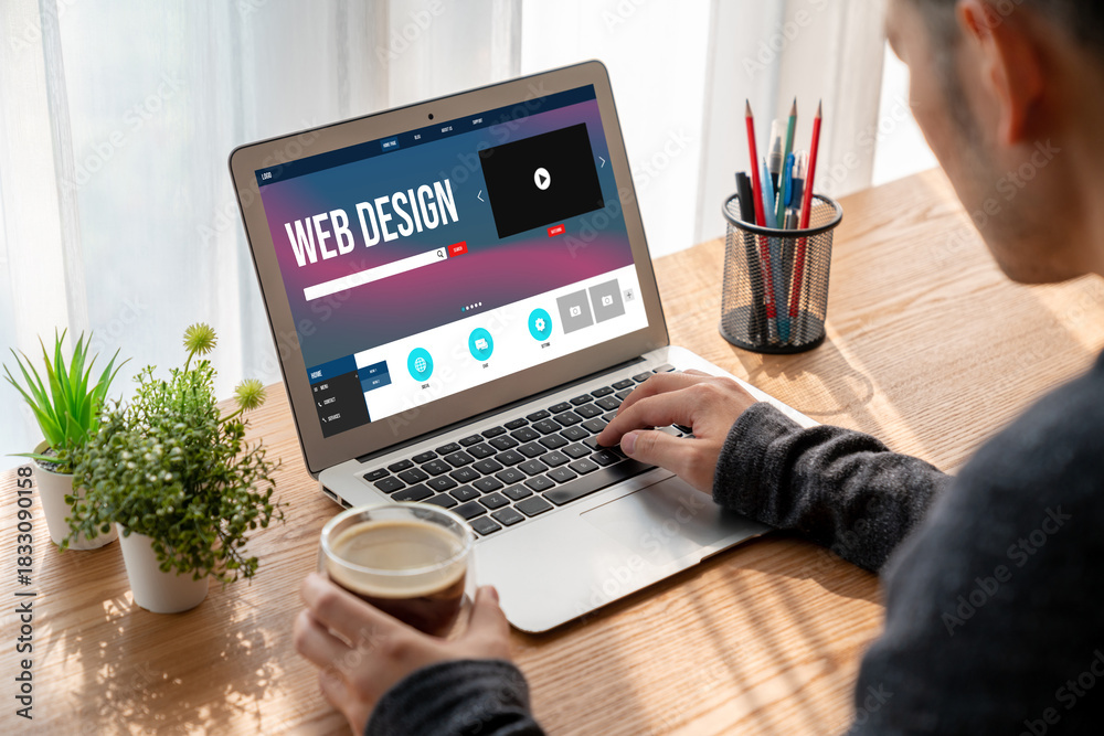 Fototapeta premium Website design software provide modish template for online retail business and e-commerce