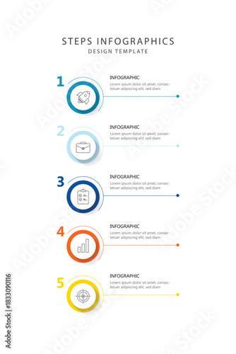 Timeline infographic template. 5 step timeline journey, calendar Flat simple infographics design template.