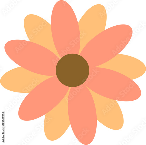Illustration of a Simple Peach Flower
