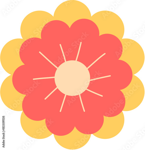Simple Flower Vector Illustration with Two Layers