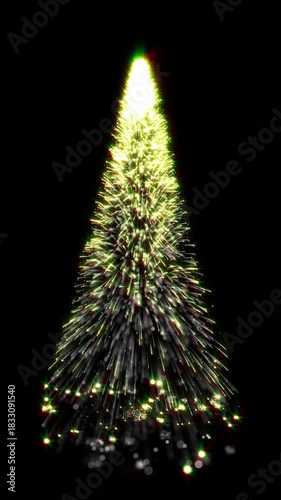 Magic Shiny Christmas Tree of Made Particles and Fibers