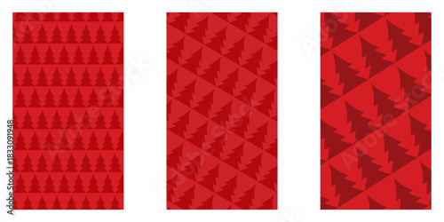 Red Christmas geometric vertical background collection. Merry Christmas vertical poster, social media post stories layout, quiz backdrop, square banner design template set