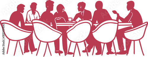 black vector people in cafe