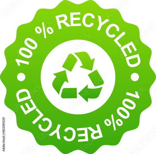 recycled label sticker design recycling waste for product green symbol isolated vector