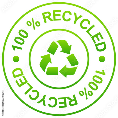 recycled sticker label design for product green symbol recycling waste isolated vector