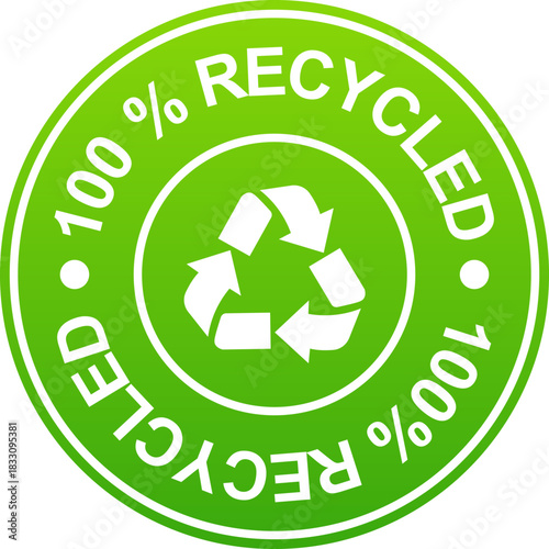 recycled label sticker design for product green symbol recycling waste isolated vector