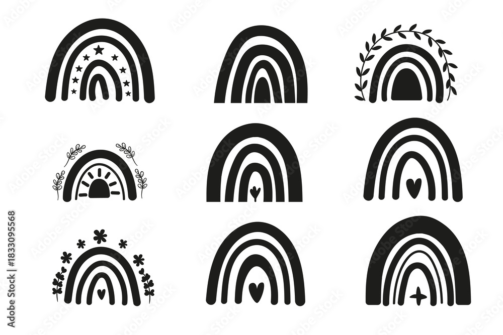 Obraz premium Silhouette boho rainbow collection. Minimal shapes for posters and invitations