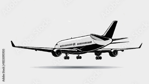A passenger jet airliner flying in the sky, on the ground, or isolated on a white background describes various airplane travel and aviation concepts