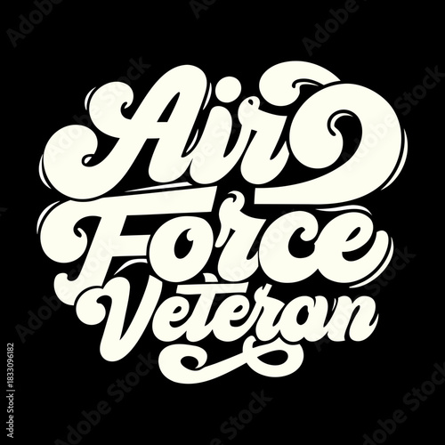 Air Force Veteran Retro Script Graphic military