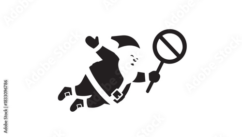 Simple black silhouette illustration of an elderly man with a cane and a small dog.