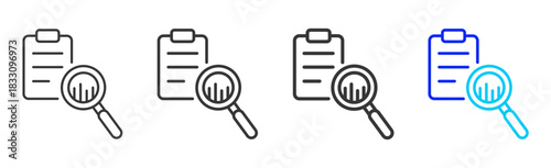 insight analysis icon set collection in creative outline style for business featuring thickness variations suitable for workflow assessment team performance pro visuals